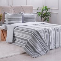 Edredom Solteiro Bella Cama Malha 125g/m² 100% Algodão 160x220cm Cinza