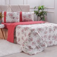 Edredom Solteiro Bella Cama Malha 125g/m² 100% Algodão 160x220cm Vermelho