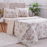 Edredom Solteiro Bella Cama Malha 125g/m² 100% Algodão 160x220cm Bege
