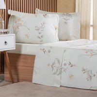 Jogo de Cama Casal 4 Pçs 200 Fios 100% Algodão 140x190x35cm Organique
