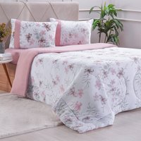 Edredom Solteiro Bella Cama Malha 125g/m² 100% Algodão 160x220cm Rosa