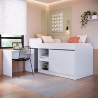 Cama Solteiro Multifuncional Jamaica 2 Portas 1 Gaveta Branco - Art In Móveis