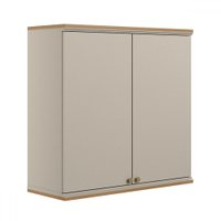 Armário Aéreo Cozinha 80 Cm Atena 2 Portas 100% Mdf Jequitibá/Off White Fosco - Linea Brasil