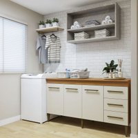 Lavanderia Modulada Nova Iguaçu Balcão 3 Portas e 3 Gavetas Kaiki Móveis