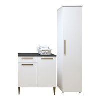 Lavanderia Modulada Mauá 1 Armário Multiuso e Balcão Branco Kaiki Móveis