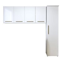 Lavanderia Modulada Guarulhos 1 Armário Multiuso e 2 Armários Aéreos Branco Kaiki Móveis