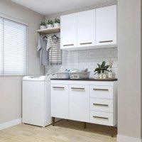 Lavanderia Modulada Brasília Armário Aéreo e Balcão Kaiki Móveis