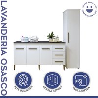 Lavanderia Modulada Osasco 1 Armário Multiuso e Balcão Branco Kaiki Móveis