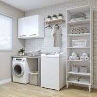 Lavanderia Modulada Belém 1 Armário Multiuso e Armário Aéreo Kaiki Móveis