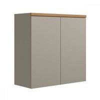Armário Aéreo Cozinha 80 Cm Allure 2 Portas 100% Mdf Jequitibá/Gris Fosco - Linea Brasil - Bege Claro