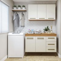 Conjunto Lavanderia Modulada Brasília Armário Aéreo e Balcão Kaiki Móveis
