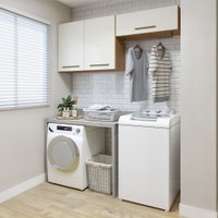 Lavanderia Modulada França Com 2 Armários Aéreos Kaiki Móveis