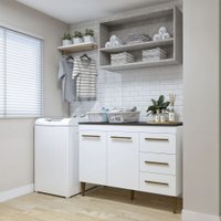 Lavanderia Modulada Petrópolis Balcão Com 2 Portas e 3 Gavetas Kaiki Móveis
