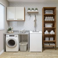 Lavanderia Modulada Belém Com 1 Armário Multiuso e Armário Aéreo Kaiki Móveis