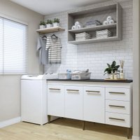 Lavanderia Modulada Nova Iguaçu Balcão Com 3 Portas e 3 Gavetas Kaiki Móveis