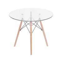 Mesa OR-2211 com Base de Madeira e Tampo de Vidro 90cm OR Design