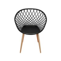 Cadeira em PP OR-1127 Base de Metal com Tom de Madeira OR Design - Preto