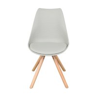Cadeira OR-1137 em Polipropileno com Assento Acolchoado e Base de Madeira OR Design - Cinza