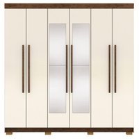 Guarda Roupa Casal 6 Portas 2G Espelho 218 cm Imbuia Champanhe VLR