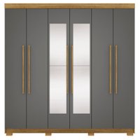 Guarda Roupa Casal 6 Portas 2G Espelho 218 cm Nature Alasca VLR