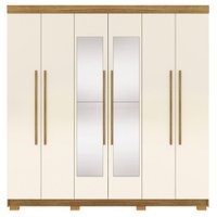 Guarda Roupa Casal 6 Portas 2G Espelho 218 cm Nature Champanhe VLR