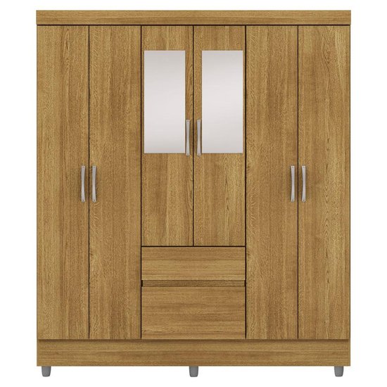 Guarda Roupa Casal 6P 2G Espelho 153 cm Nature VLR