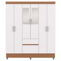 Guarda Roupa Casal 6P 2G Espelho 153 cm Branco Camarim VLR