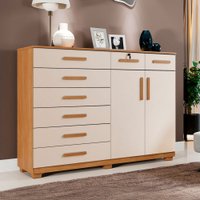 Cômoda Bali 8 Gavetas 2 Portas Cinamomo/Off White - Pnr Móveis