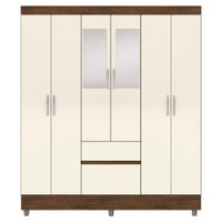 Guarda Roupa Casal 6P 2G Espelho 153 cm Imbuia Champanhe VLR