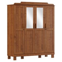 Guarda Roupa 4 Portas Espelho 152 cm 1282 Castanho Milani Store