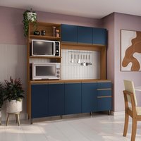 Cozinha Compacta Luna sem Tampo e Pia Kappesberg 3 Peças Canela/Azul Profundo