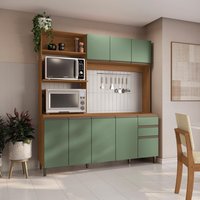 Cozinha Compacta Luna sem Tampo e Pia Kappesberg 3 Peças Canela/Verde Oliva