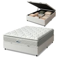 Cama Box Baú Casal Colchão Molas Ensacadas Granville Com Pillow Probel 138x188x69cm Branco