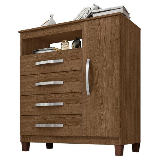 Comoda Sapateira 1P 4G 84 cm Moden 2258 Malbec INCP