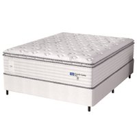 Cama Box Casal Queen Colchão Molas Guarda Costas Max Com Pillow Probel 158x198x78cm Branco / Cinza
