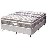 Cama Box Casal King Colchão Molas Ensacadas Com Pillow Evolution Probel 193x203x70cm Suede Cinza