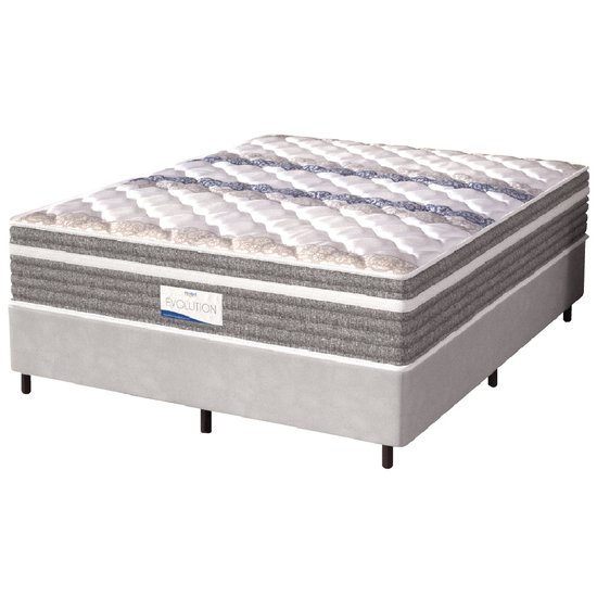 Cama Box Casal King Colchão Molas Ensacadas Com Pillow Evolution Probel 193x203x70cm Suede Cinza
