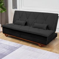 Sofá Cama Estoril 1,90m Preto Suede Velut - King House