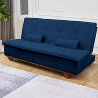 Sofá Cama Estoril 1,90m Azul Suede Velut - King House