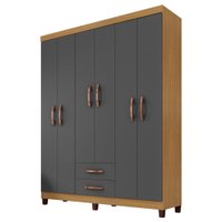 Guarda Roupa Casal 6P 2G Moden 150 cm 11270 Carvalho Am Grafite INCP