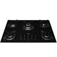 Cooktop Com 5 Bocas Preto com Mesa de Vidro e Tripla Chama Dako Supreme Bivolt