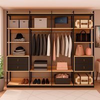 Guarda-roupas Genialflex Closet Modulado Freijó Preto Fosco