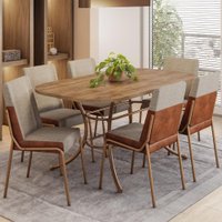 Conjunto Sala de Jantar 6 Cadeiras Manila Carraro Freijó Areia Rosê