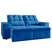 Sofá Retrátil e Reclinável 2 Lugares 1,80m Veludo Malibu Selmer Azul