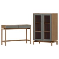 Cristaleira 2P Vidro Canelado Aparador 2G Oak Ferrolack Milani Store
