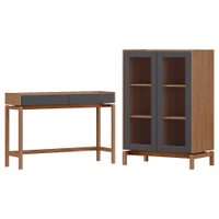 Cristaleira 2P Vidro Canelado Aparador 2G Tauari Concret Milani Store
