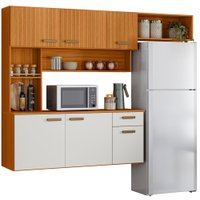 Cozinha Suspensa 6 Portas 180 cm Una Freijo Off White Ripado PLN