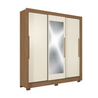 Guarda-Roupa Casal Com 3 Portas de Correr 9 Gavetas Com Espelho 204cm Arnaut Estilo MM