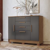 Cômoda 2 Portas e 4 Gavetas 130,20cm Eliot Estilo MM - Jatoba/Grafitte
