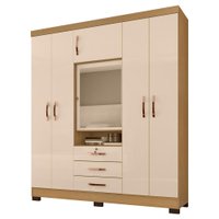 Guarda Roupa 6P 3G Espelho 180 cm 6542 Carvalho Am Off White INCP